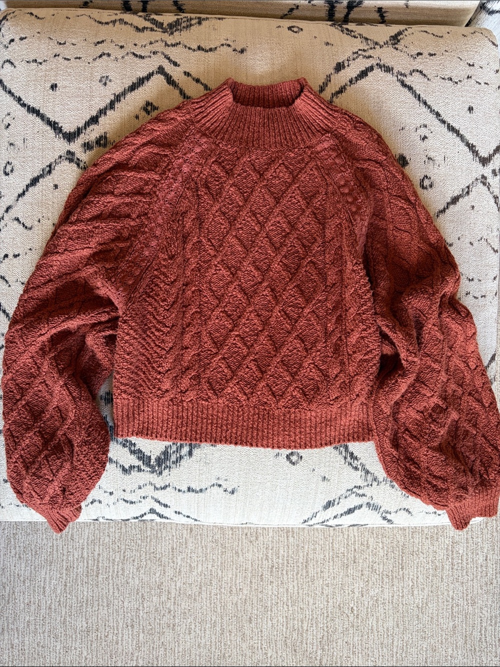 Free people Parfait textured pullover sweater in rust, size large - Picture 4 of 8